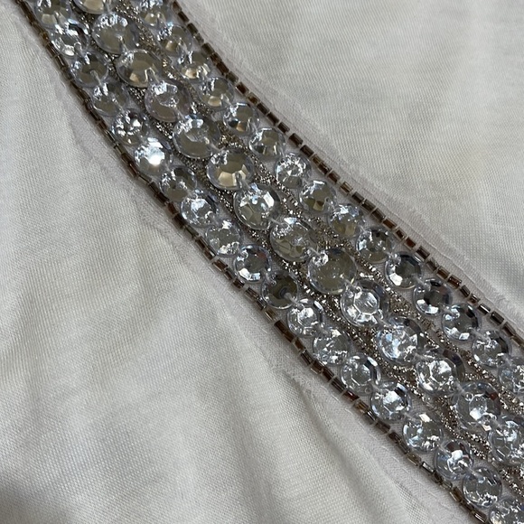 NWT Torn by Ronny Kobo Long White Tank with Rhinestones Racer Back SZ L - Picture 7 of 11